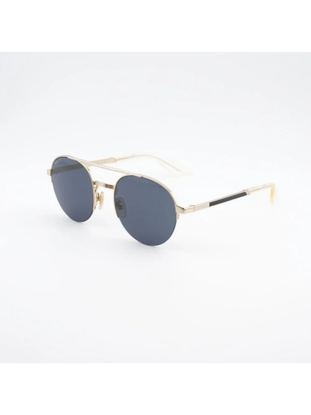 Gucci GG0984S 001 Unisex Sunglasses Gold Round Frame, Grey Lenses